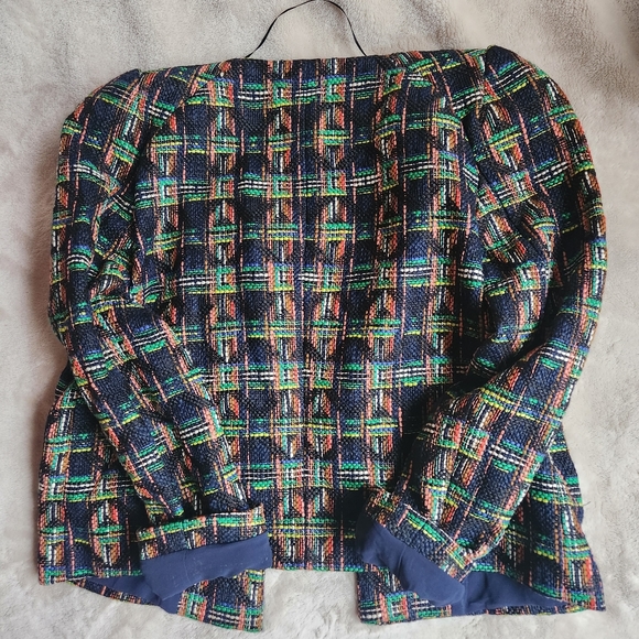 Zara textured weave jacket multicolor/green sz M NWOT - Picture 7 of 11